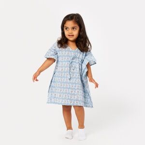 Girls Cotton Kaftan Dress | Hand Block Print | 18M–6Y | Boho Resort Wear